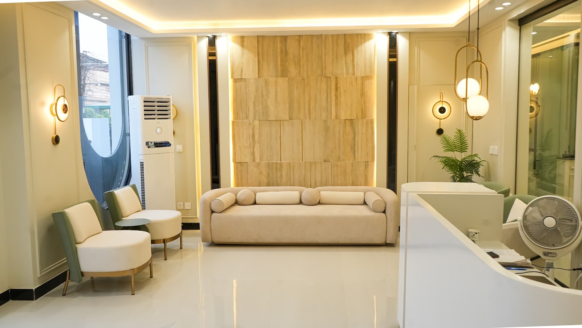Elegant patient lounge at ConfiDENT Dental Practice